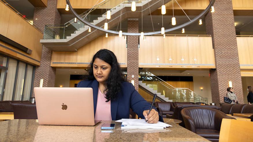 student at computer