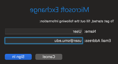 macOS下的Microsoft Exchange登录窗口截图.